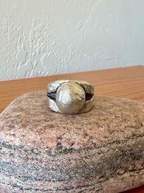 Handmade (by me) 925 Silver Heavy Chunky Sculpted Organic Rustic Ring [8]